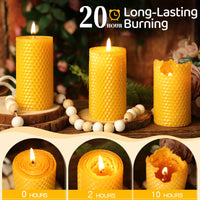 Honeycomb Beeswax Pillar Candles (Set of 3)