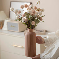 Coffee Ribbed Ceramic Vases (Set of 3)