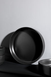 Black Stoneware Pasta Bowls (Set of 4)