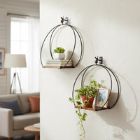 Black Round Wall Candle Sconces (Set of 2)