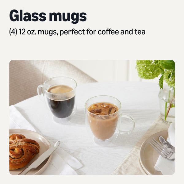 Double Wall Glass Mugs (Set of 4)