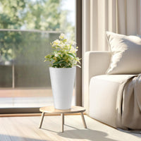 White Tall Round Planters (Set of 2)