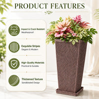 Brown Fluted Square Planters (Set of 2)