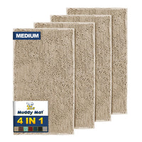 Beige Chenille Bath Mat (Set of 4)