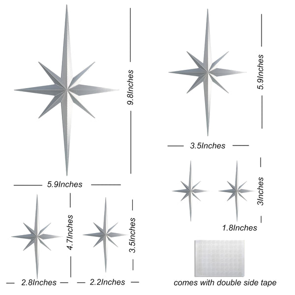 Silver Starburst Wall Decor (Set of 6)