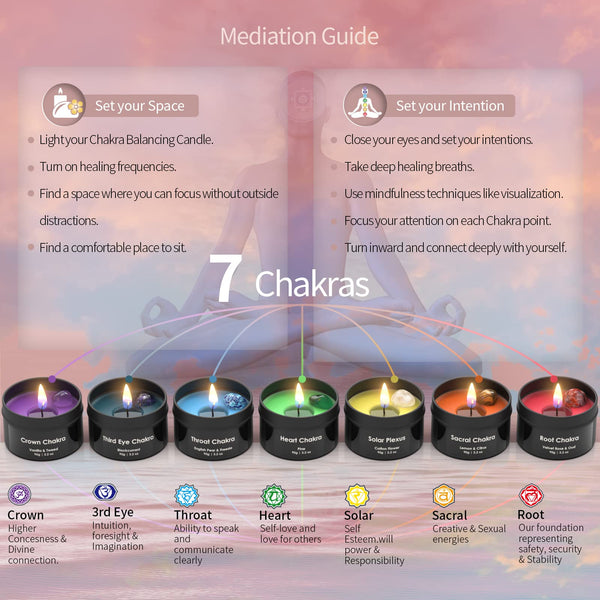 Chakra Crystal Candles (Set of 7)