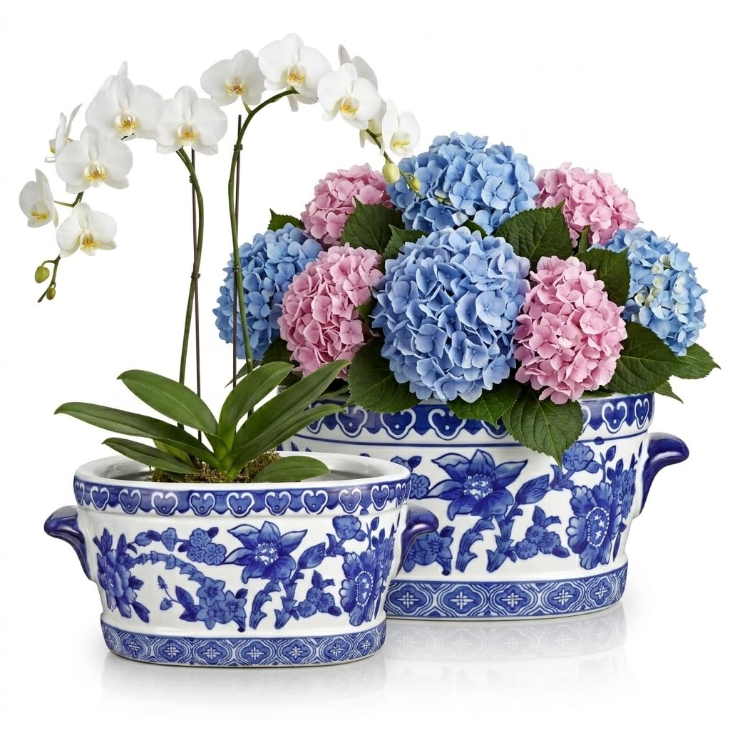 Blue and White Cachepot Vase