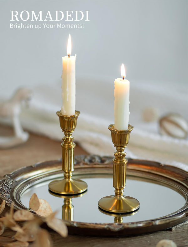 Gold Brass Taper Holders (Set of 6)