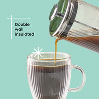 Ribbed Glass Coffee Mugs (Set of 2)