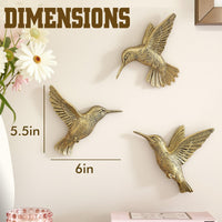 Gold Hummingbird Wall Decor (Set of 3)