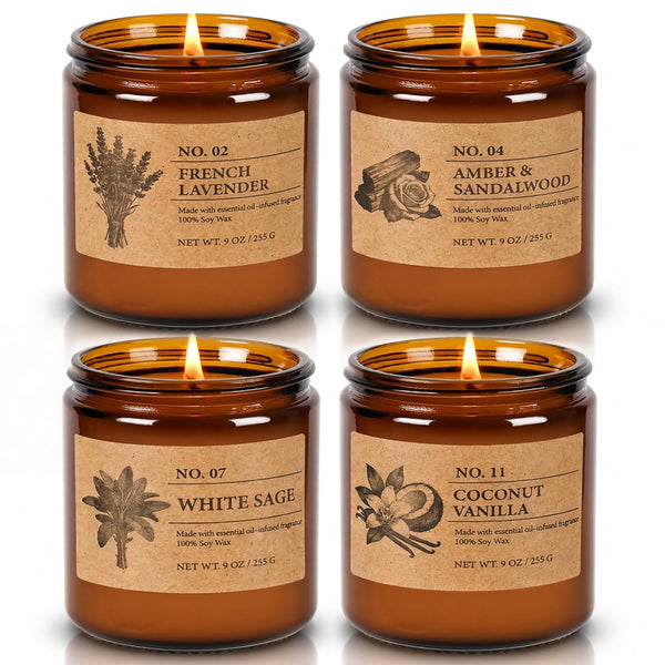 Amber Jar Soy Candles (Set of 4)
