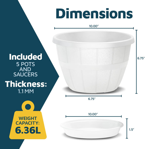 White Whiskey Barrel Planters (Set of 5)