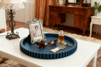 Blue Wooden Round Tray