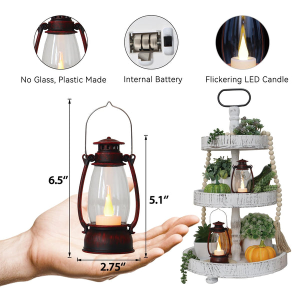 Brushed Red Mini Lanterns (Set of 12)