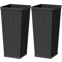 Black Rattan Planters (Set of 2)