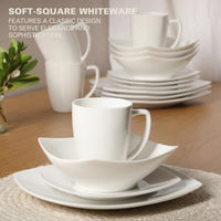 Square White Dinnerware Set (Set of 16)