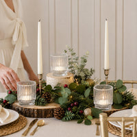 Ribbed Red Glass Candle Holders (Set of 6)