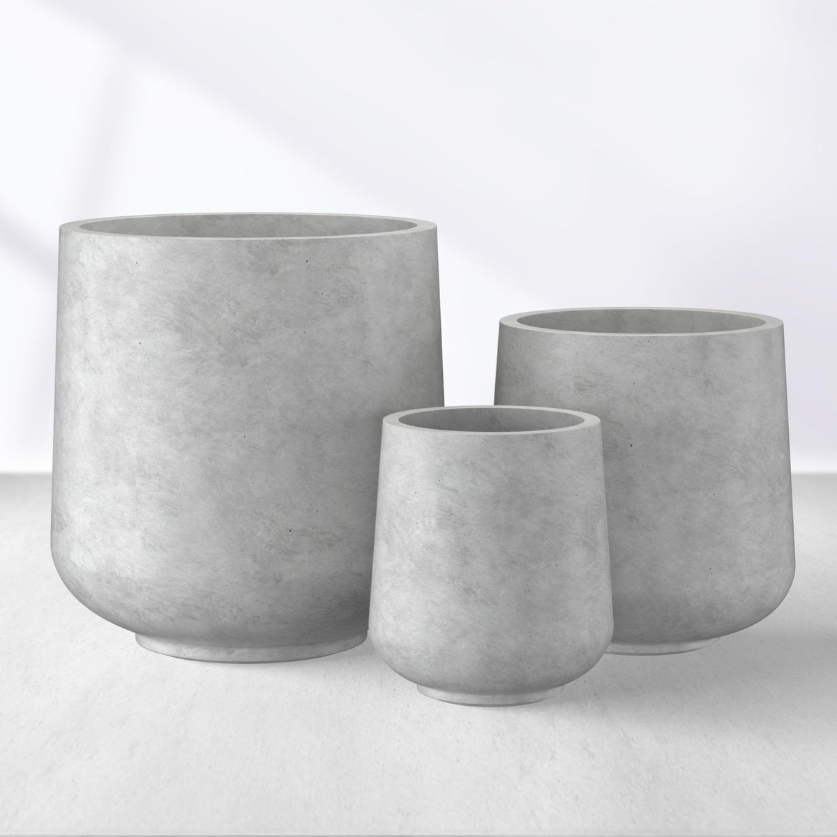 Pale Gray Concrete Planters (Set of 3)
