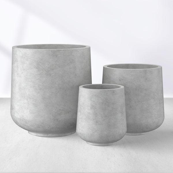 Pale Gray Concrete Planters (Set of 3)