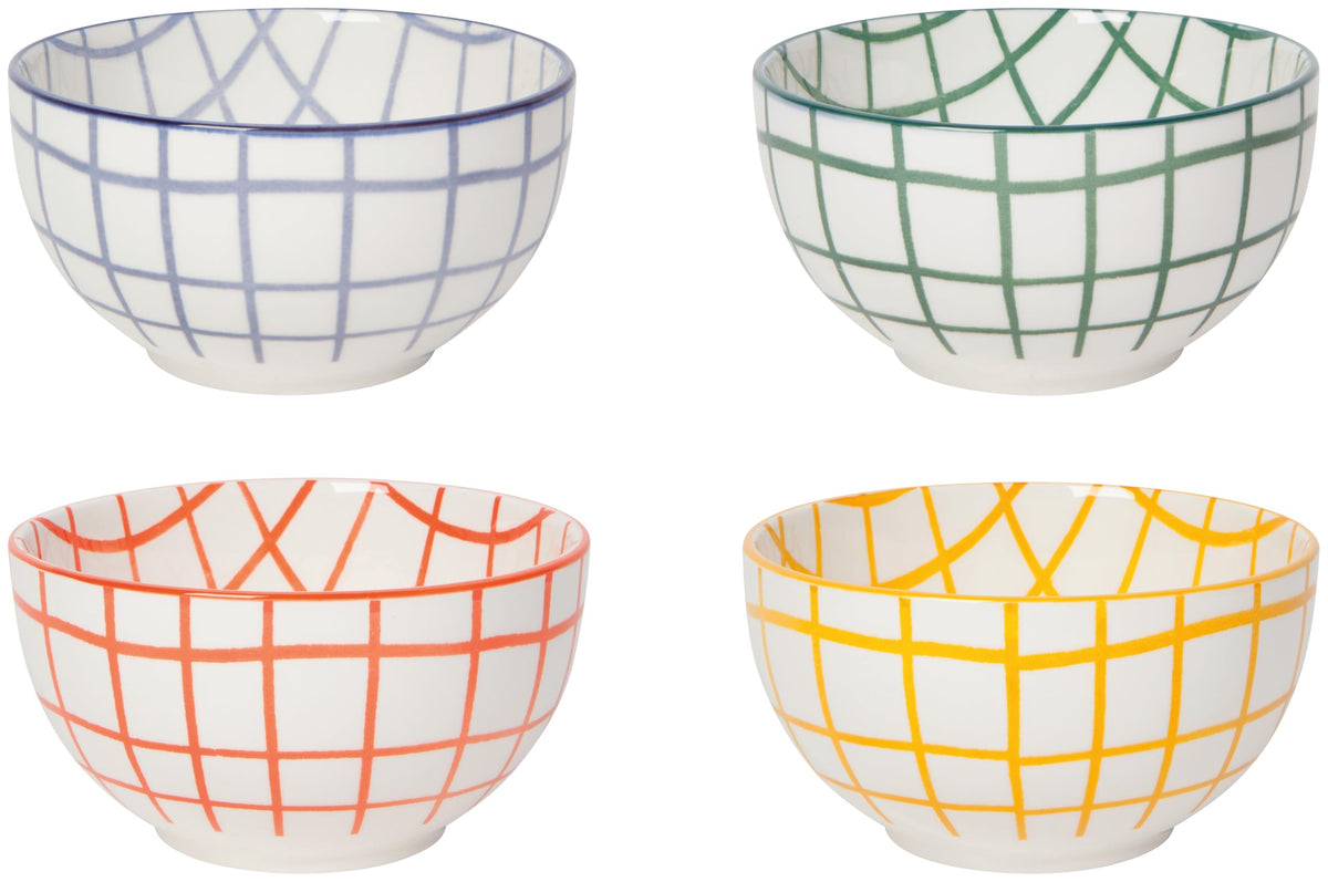 Wobbly Check Country Bowls (Set of 4)