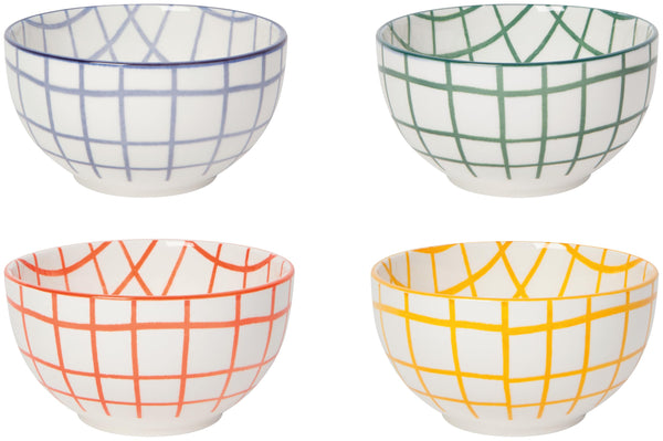 Wobbly Check Country Bowls (Set of 4)
