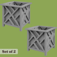 Gray Lattice Planters (Set of 2)