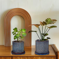 Blue Hobnail Planter Pots (Set of 2)