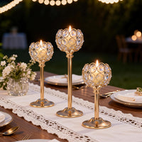 Gold Crystal Candle Holders (Set of 6)