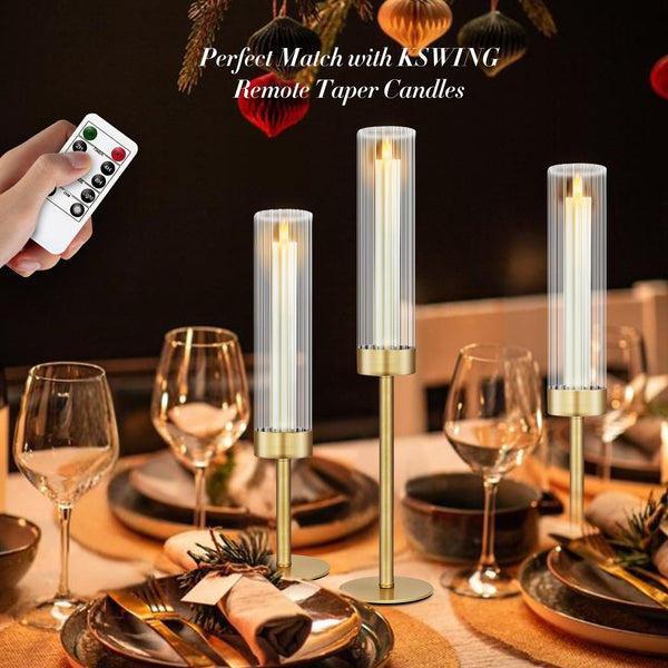 Clear Glass Hurricane Candlesticks (Set of 6)