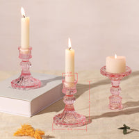 Pink Taper Candlestick Holders (Set of 12)