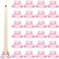 Pink Glass Taper Holders (Set of 24)
