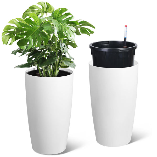 Tall White Planters (Set of 2)