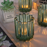 Green Glass Tealight Holders (Set of 6)