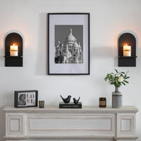 Black Wood Arch Candle Sconces (Set of 2)