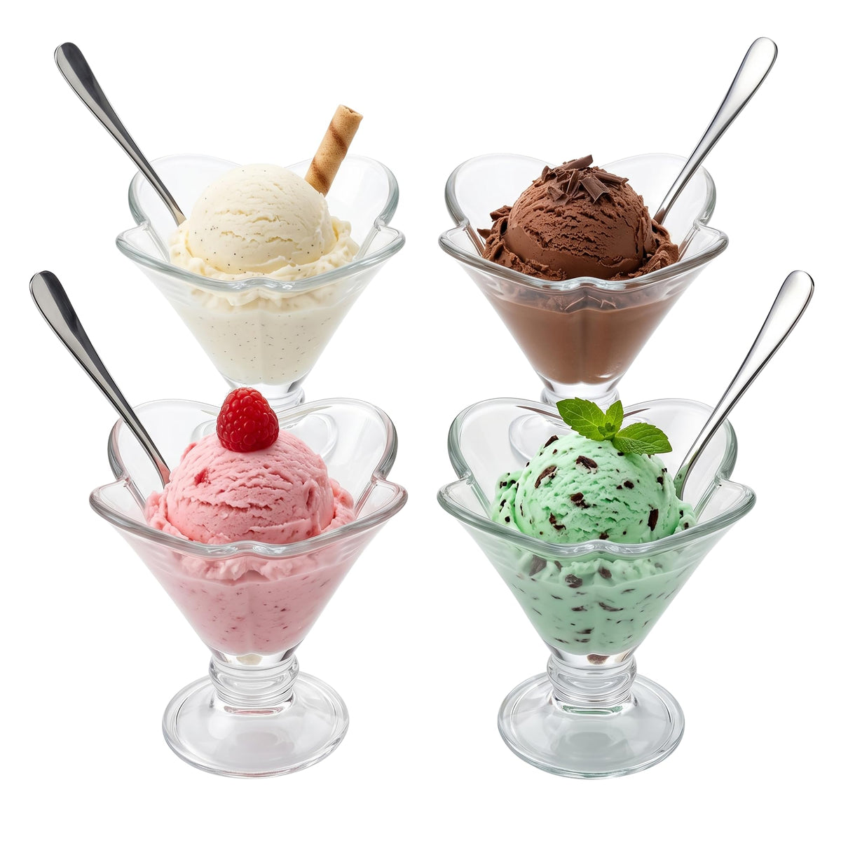 Clear Glass Dessert Bowls (Set of 4)