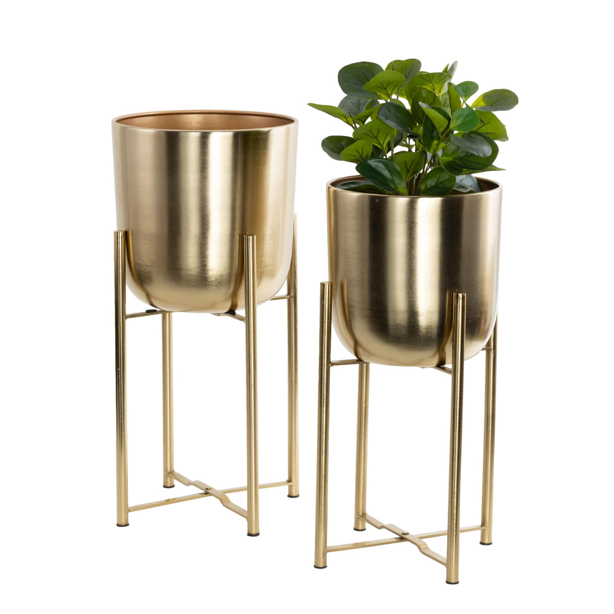 Gold Metal Dome Planters (Set of 2)