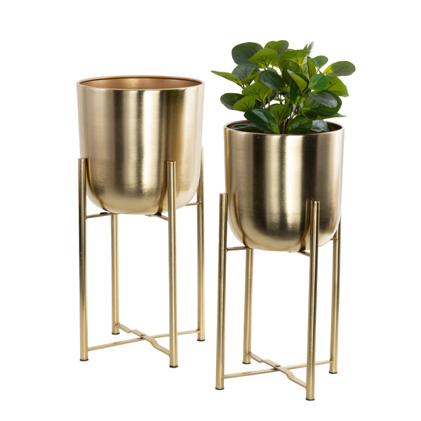 Gold Metal Dome Planters (Set of 2)