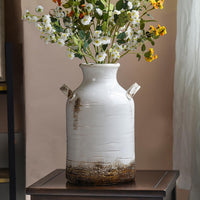 White Distressed Ceramic Vase
