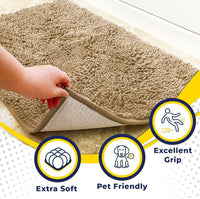Beige Chenille Bath Mat (Set of 4)