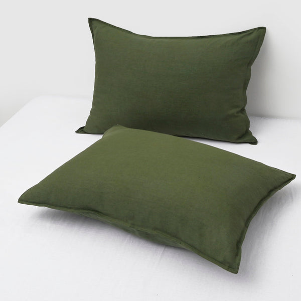 Mossy Green Linen Pillowcases (Set of 2)