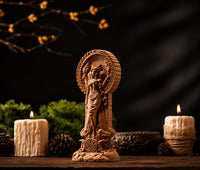 Wooden Hecate Triple Goddess Statue