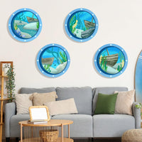 Blue Porthole Wall Decor (Set of 4)