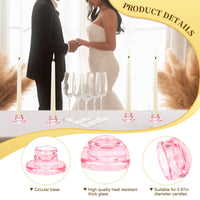 Pink Glass Taper Holders (Set of 24)