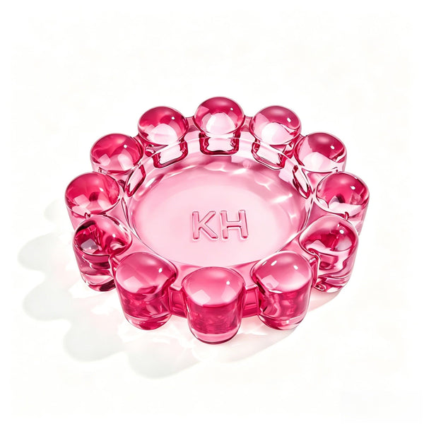 Red Bubble Glass Candle Dish