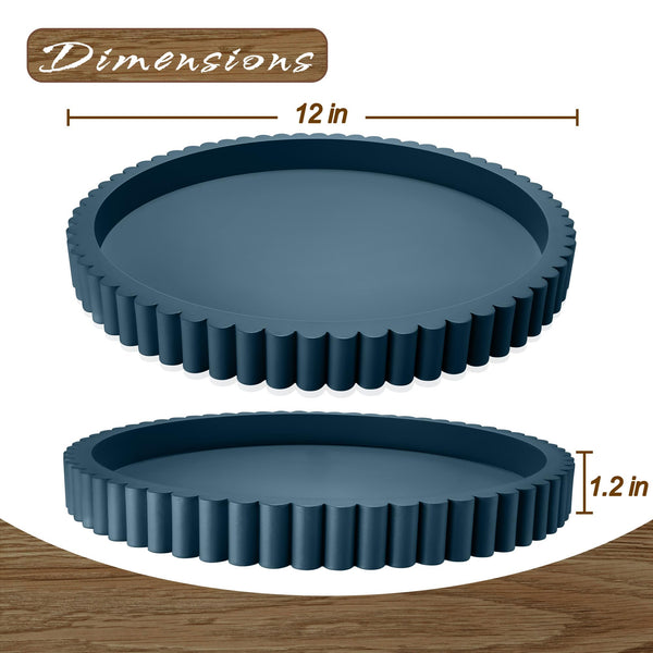 Blue Wooden Round Tray