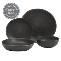 Black Stoneware Dinnerware (Set of 16)