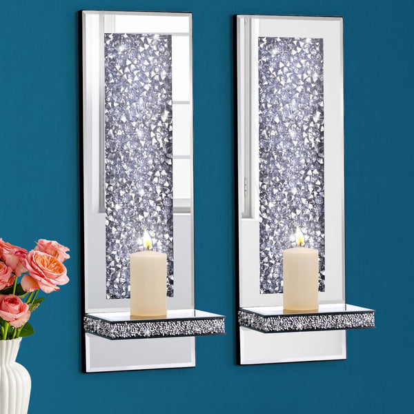 Mirrored Wall Candle Sconces (Set of 2)