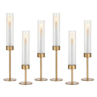 Gold Hurricane Candlesticks (Set of 6)
