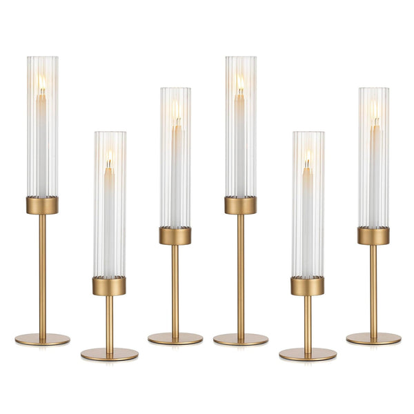 Gold Hurricane Candlesticks (Set of 6)