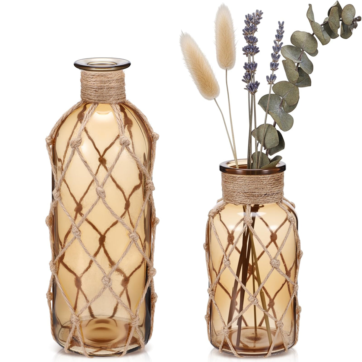 Coastal Rope Glass Vase (Set of 2)